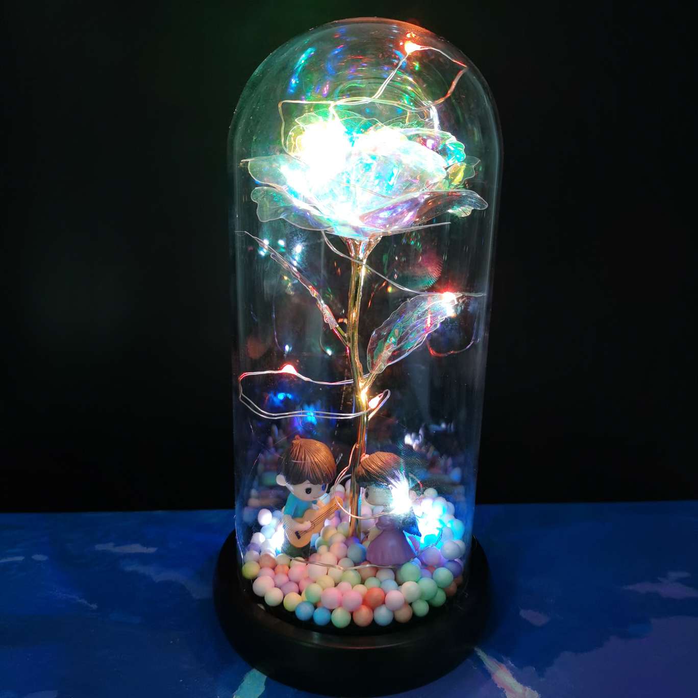 Gold foil rose glass cover ornament Item Picture