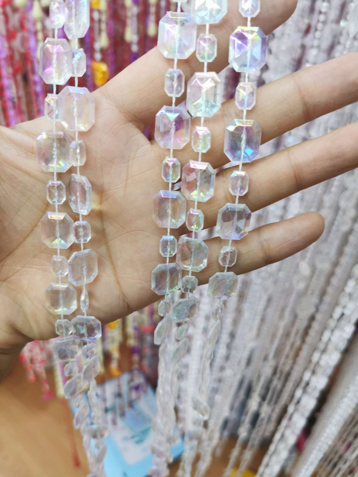 Colorful transparent connecting beads, plastic bead curtain, imitation crystal acrylic, wedding decoration thumbnail