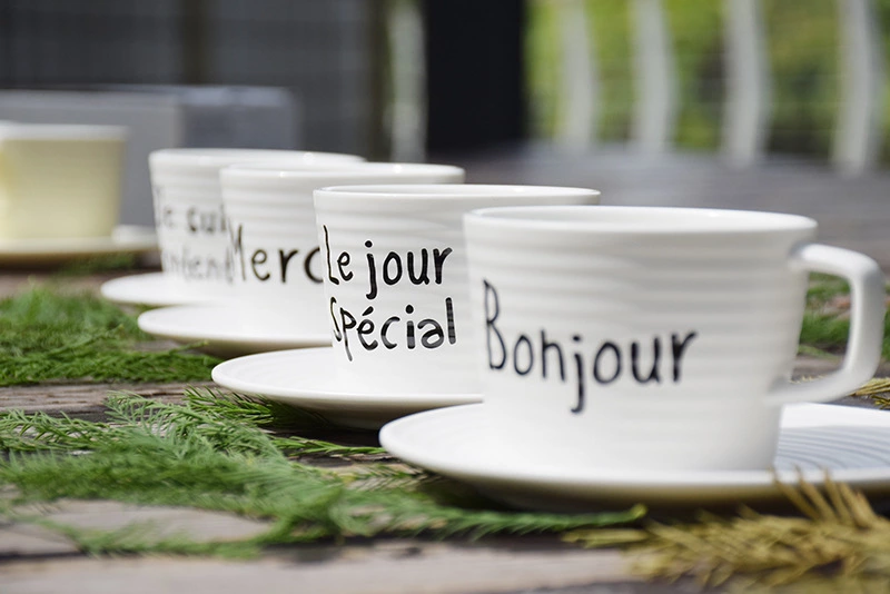 清新法式浪漫螺纹咖啡杯，陶瓷杯