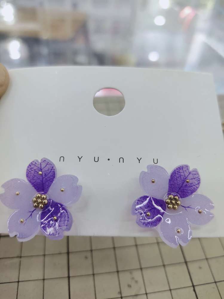 Cherry blossom steel bead ear studs details Picture