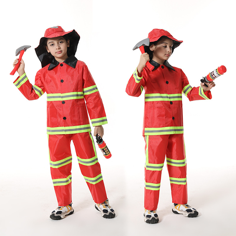 Children's performance costumes, firefighter cosplay costumes details Picture