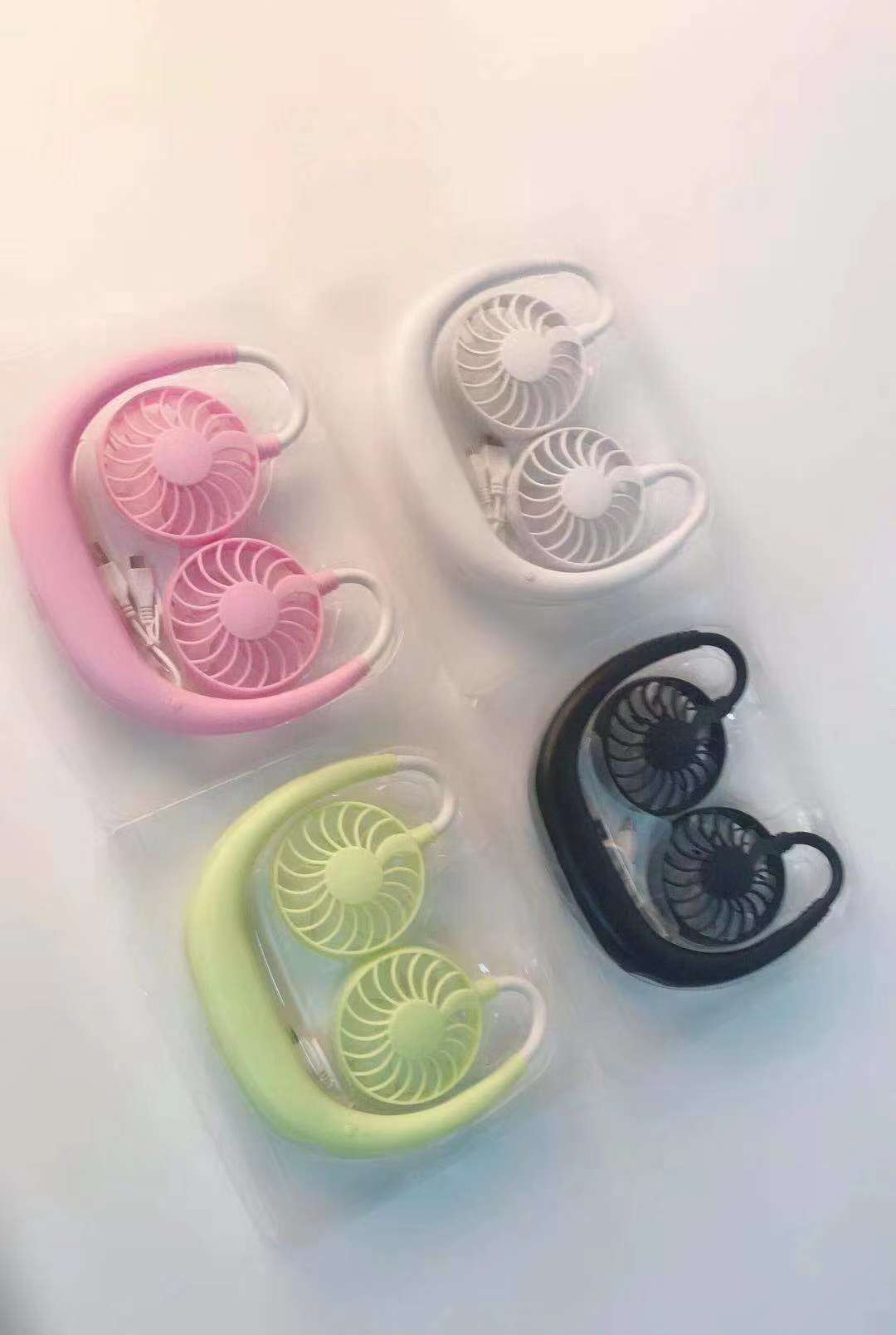 新款双头挂脖子小风扇多功能usb充电迷你便携式懒人运动风扇细节图