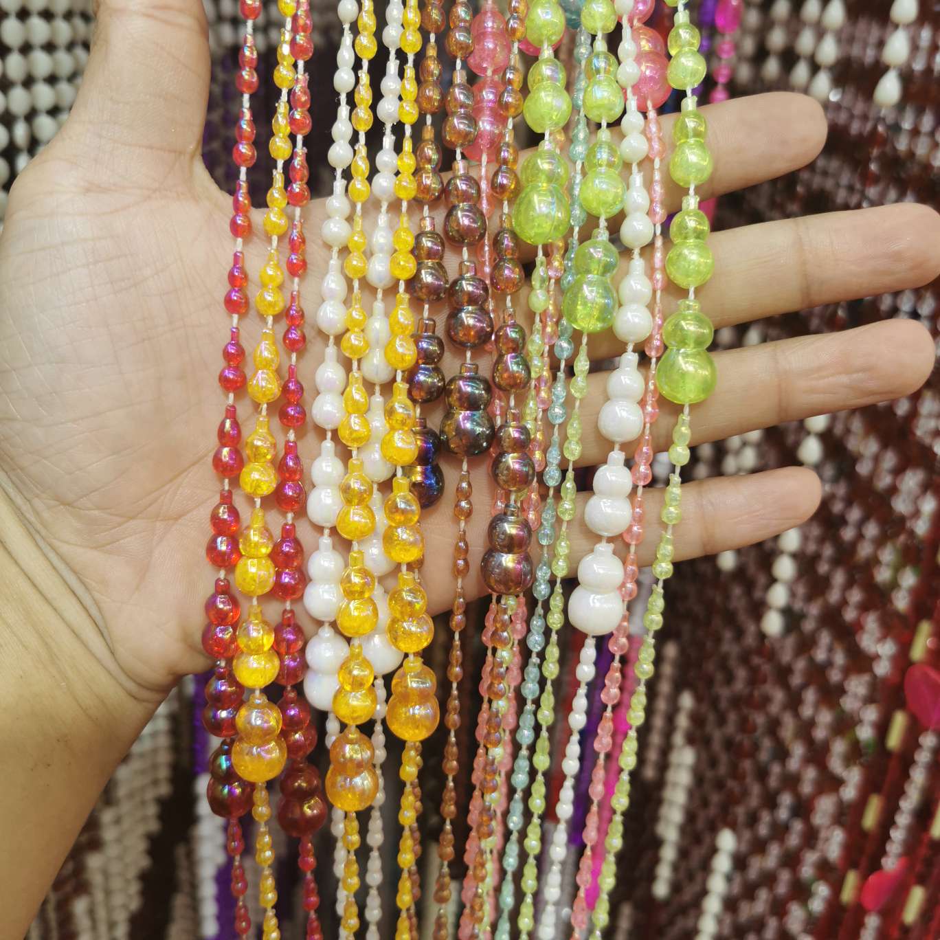Electroplating AB plastic bead curtain, door curtain, connecting bead, imitation crystal acrylic door curtain, decorative process