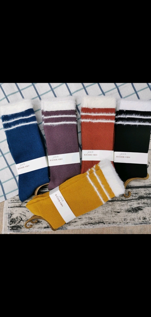 Combed cotton fashion fashion socks mink pile socks double needle autumn/winter web celebrity stockings thumbnail
