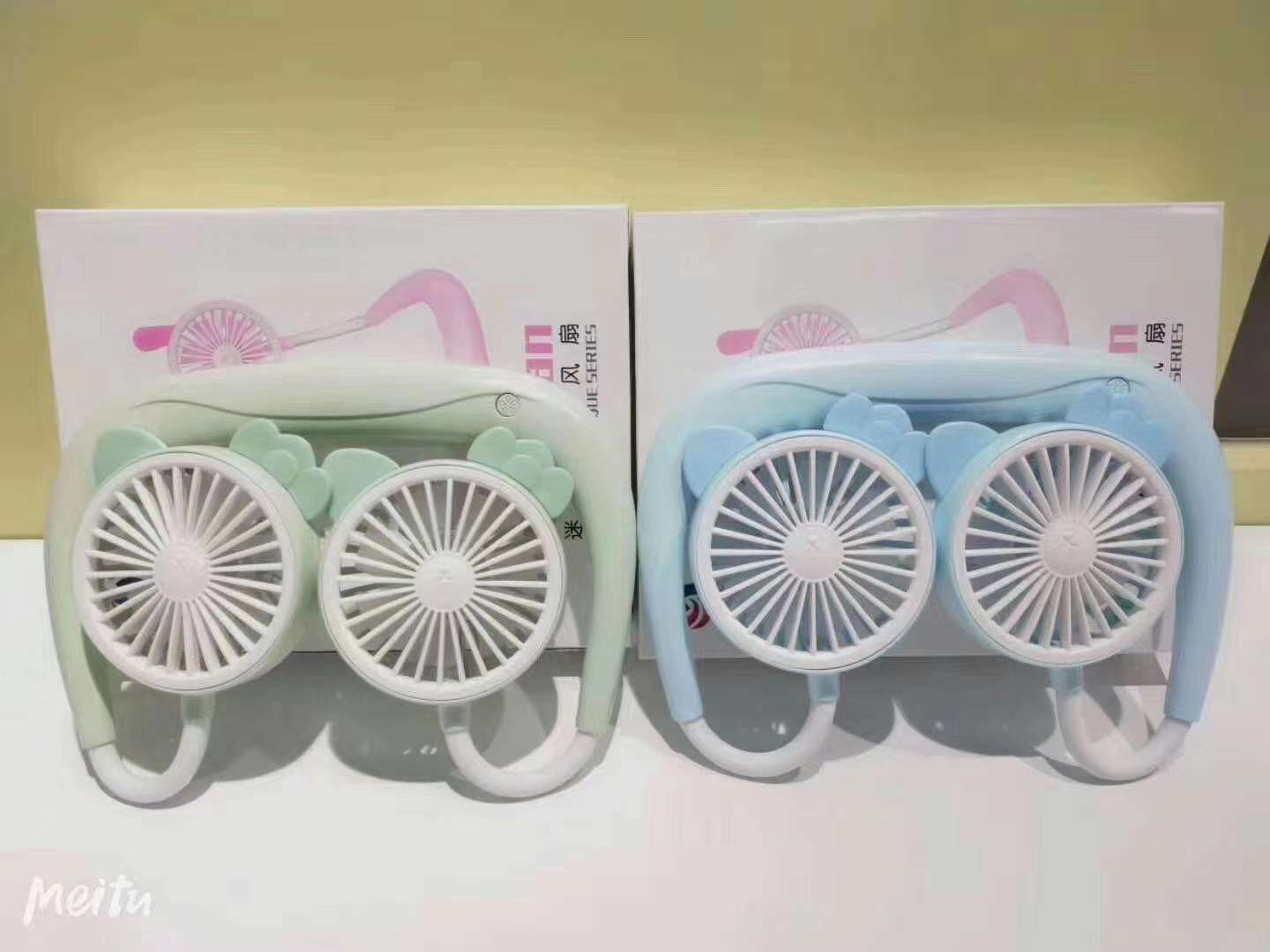 新款双头挂脖子小风扇多功能usb充电迷你便携式懒人运动风扇详情图6