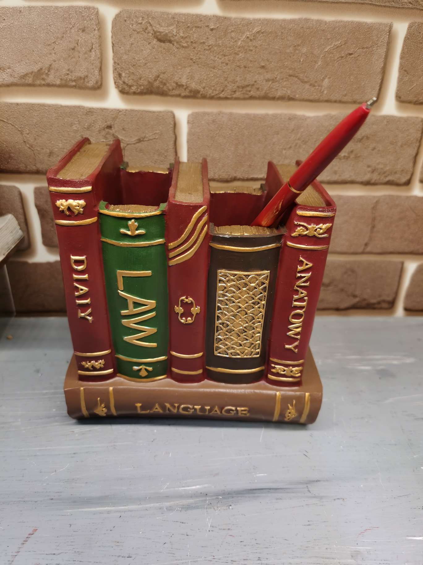 Resin handicraft restoring ancient ways double pen container furnishing, gift decoration home furnishing thumbnail