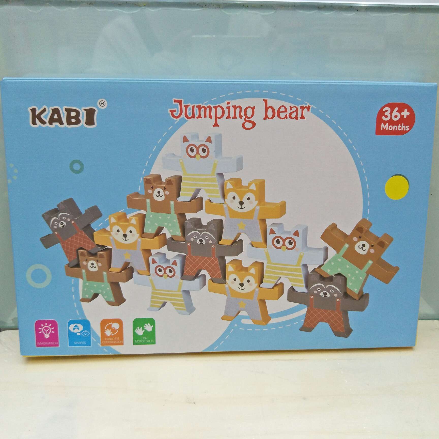 Wooden bear balances fun building blocks thumbnail