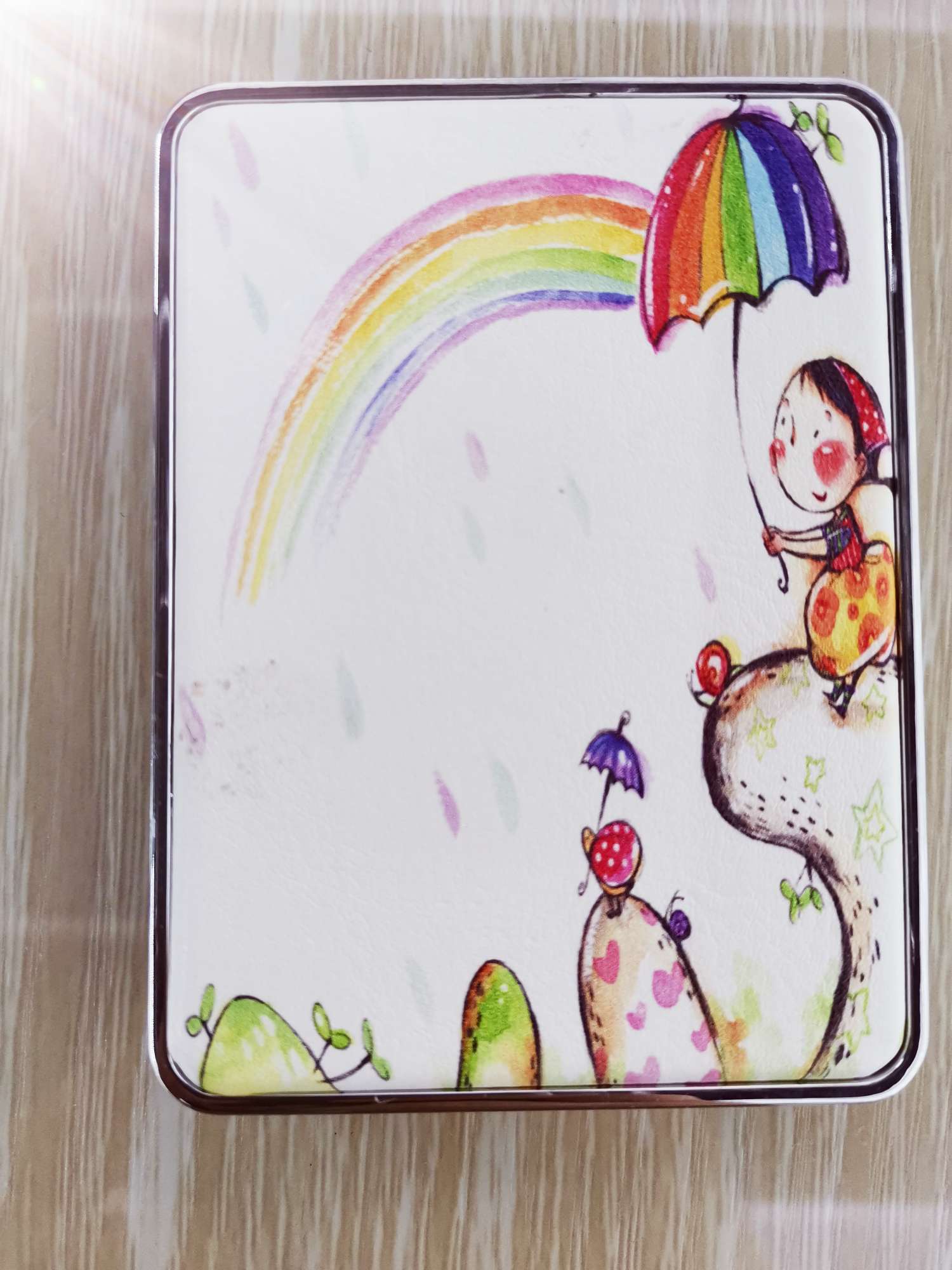 雨伞系列新款时尚便携折叠双面印花化妆镜细节图