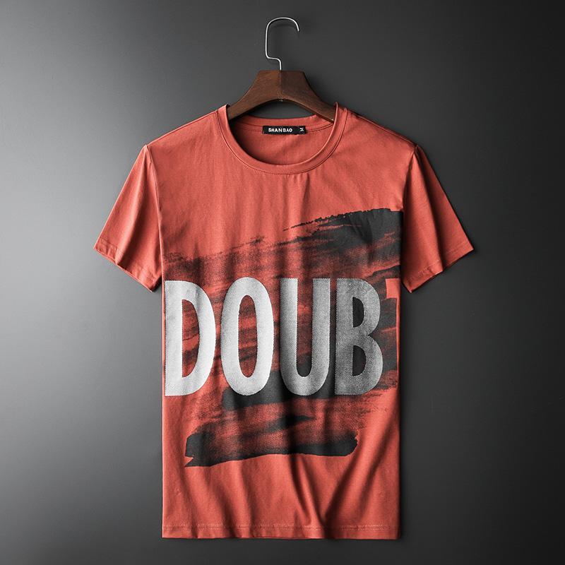Summer red new short sleeve summer red new short sleeve boutique hombre camiseta transpirable transpirable refrescante rápido secado tendencia relajante slim estilo explosivo details Picture