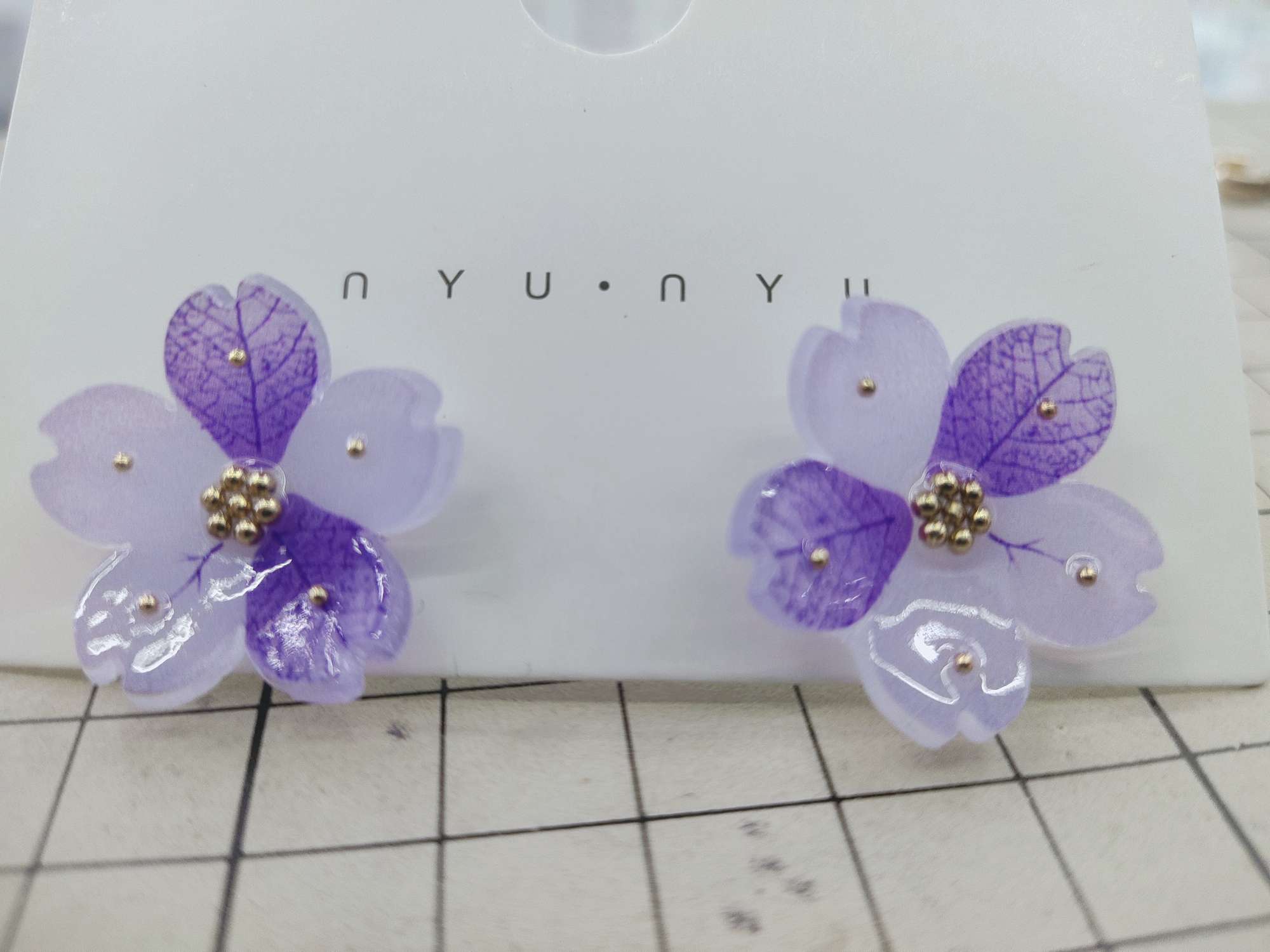 Cherry blossom steel bead ear studs