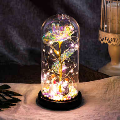 Seven-color 24K gold foil flower, colored gold luminous strip light, eternal gold foil rose, glass cover, led gift box set of decorative items Specification image