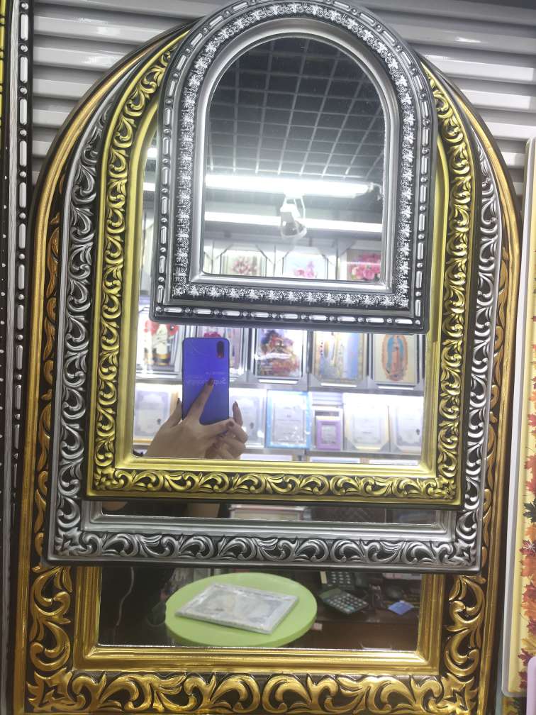 Semi-round gold and silver blister mirror thumbnail