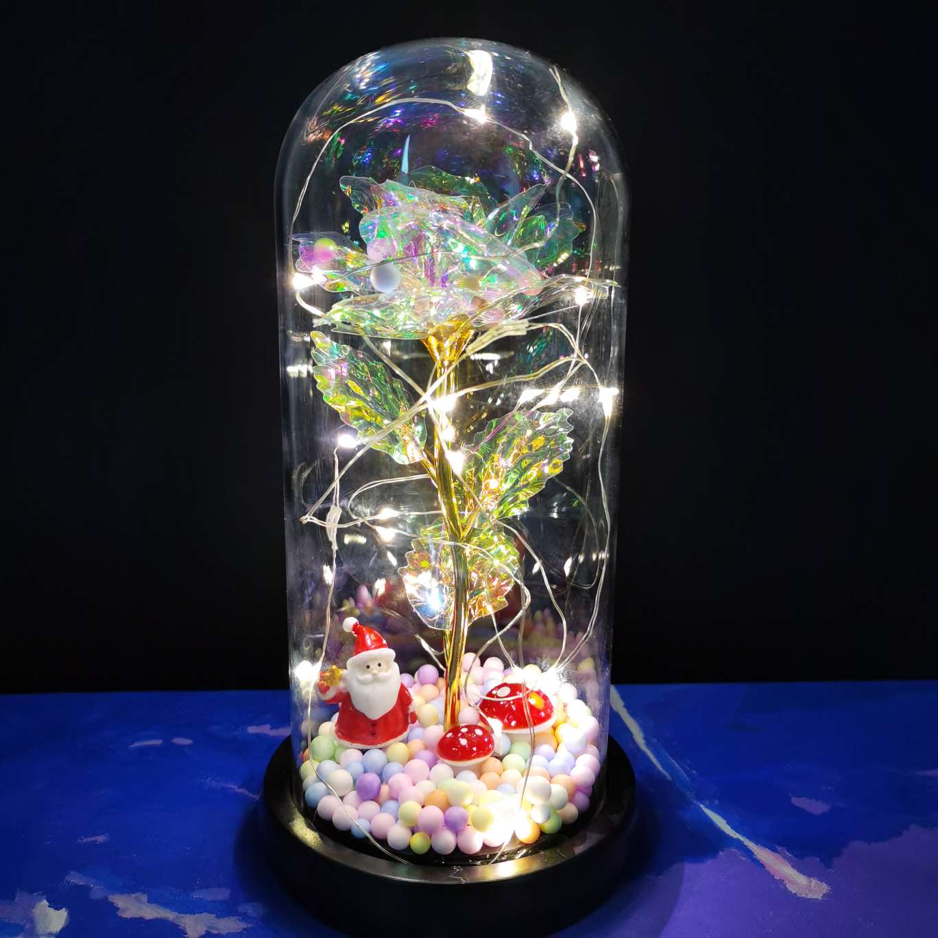 Gold foil rose glass cover ornament undefined