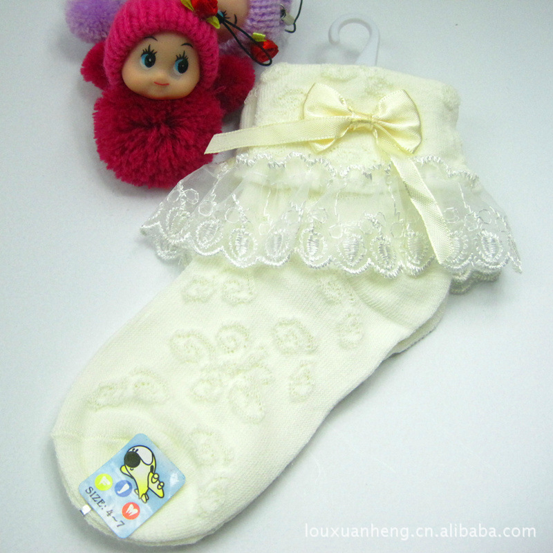 供应批发 可爱公主袜 蕾丝花边全棉儿童袜 详情图7