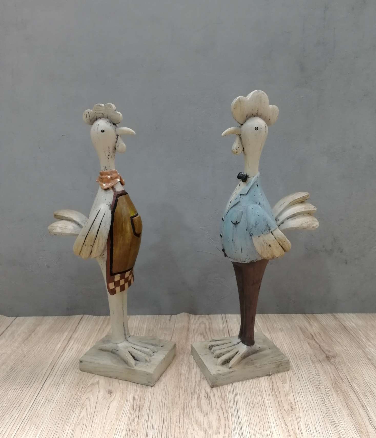 复古鸡夫妇工艺品 工艺品摆件 树脂 萌粒 