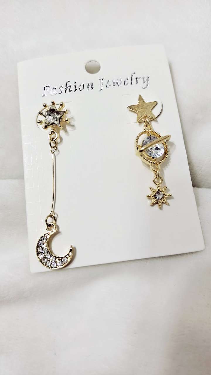 Korean version holloway star fringe S925 Silver pin personality door new simple temperament with stylish circle earrings Suresh eyebrows