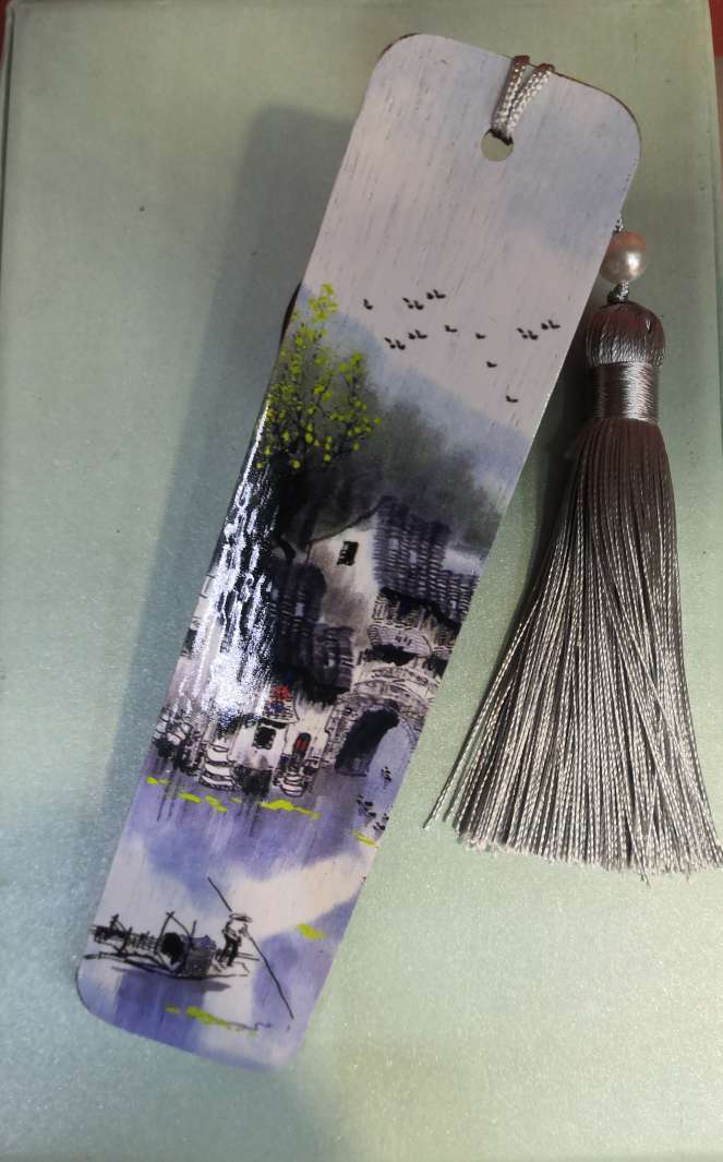 熙福工艺新款非洲红木书签江南水乡2