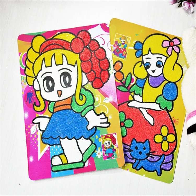 16k彩底沙画儿童手工制作玩具批发厂家直销白底实物图