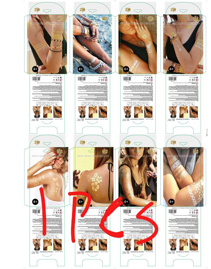 Four in one small bronzing environmental tattoos Specification drawing