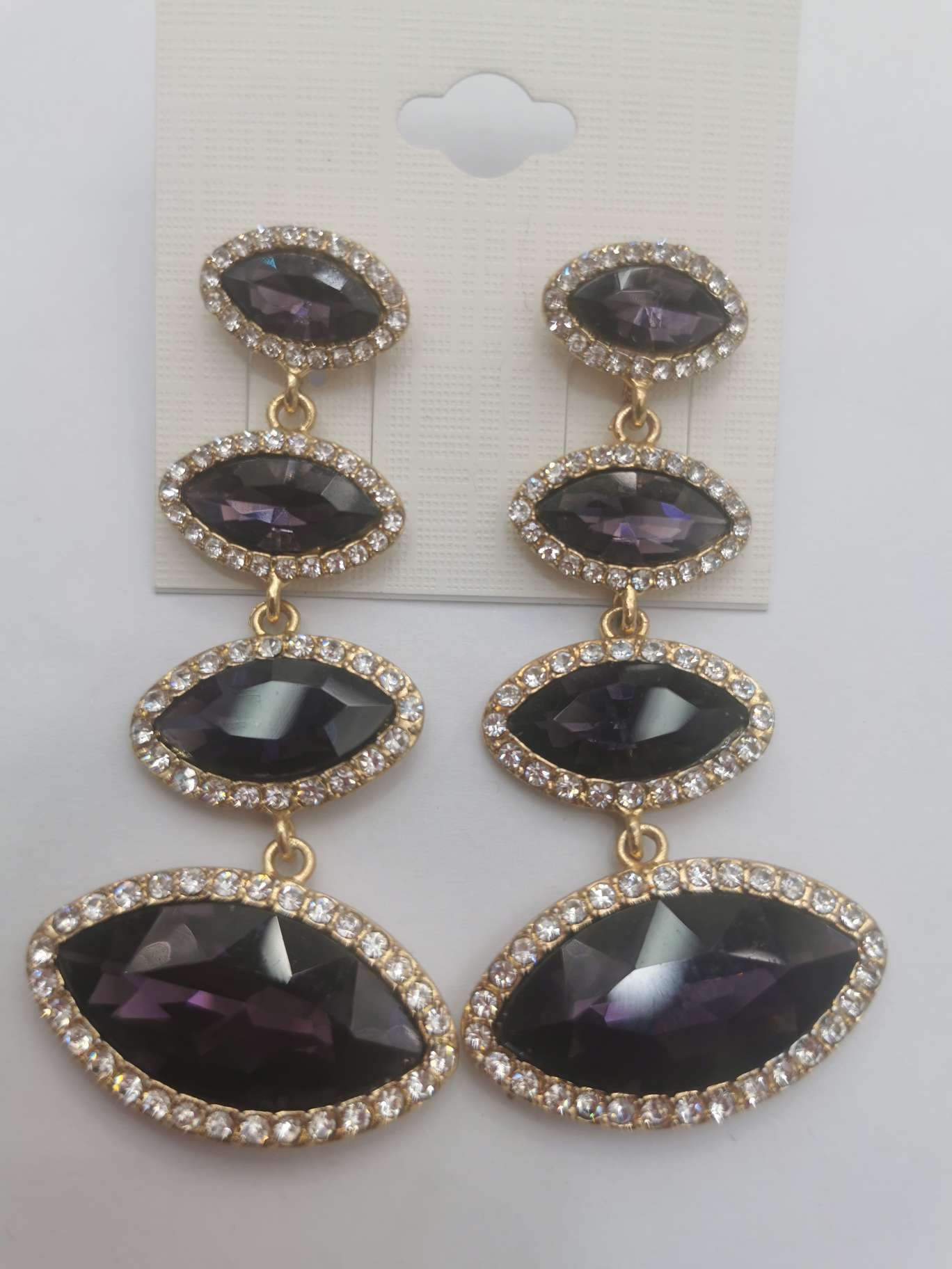 Fashionable diamond large glass earrings thumbnail