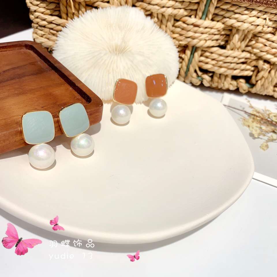 Feather butterfly jewelry pearl simple ear nail female