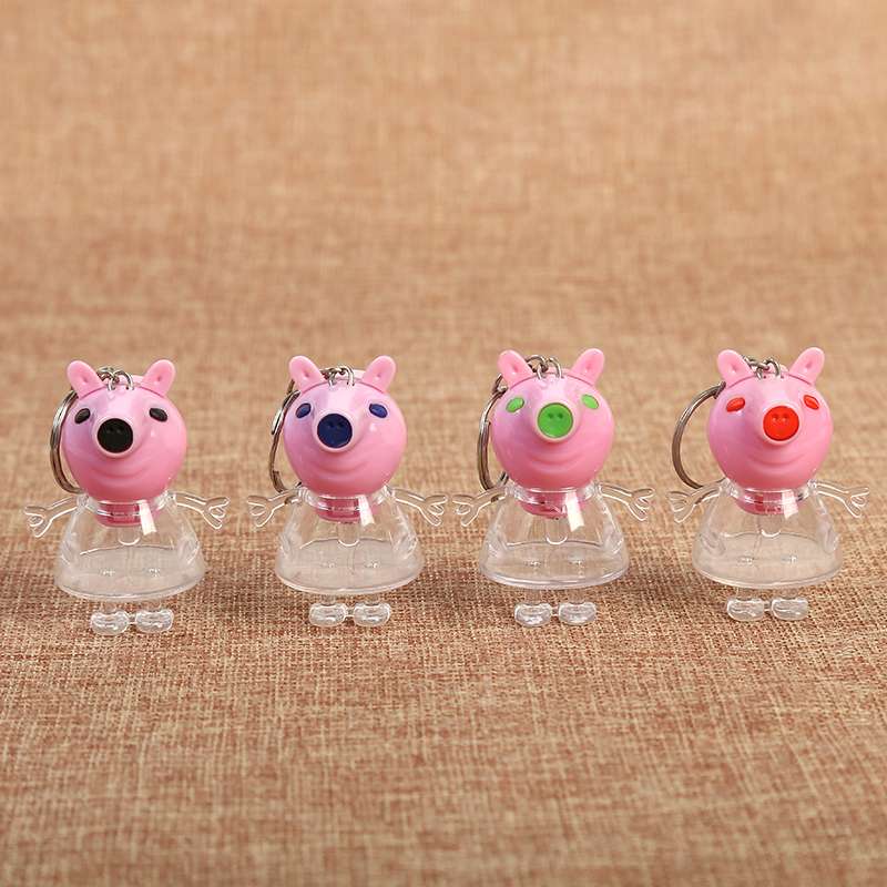 粉色小猪挂件卡通动物闪光灯儿童发光钥匙扣挂件