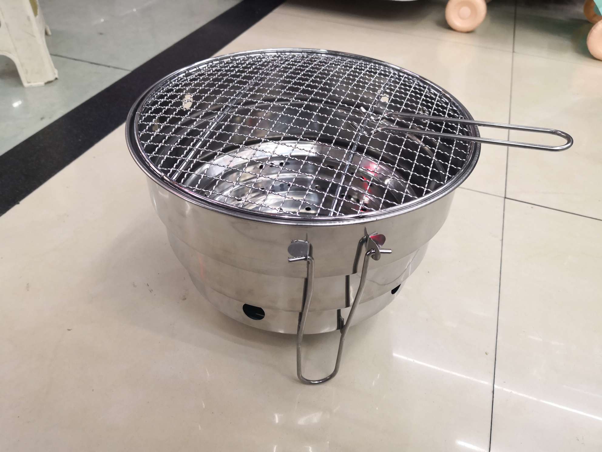 圆形不锈钢户外便携折叠烧烤架彩盒包装袋子 方形烤网多功能取暖围炉桌烧烤用具