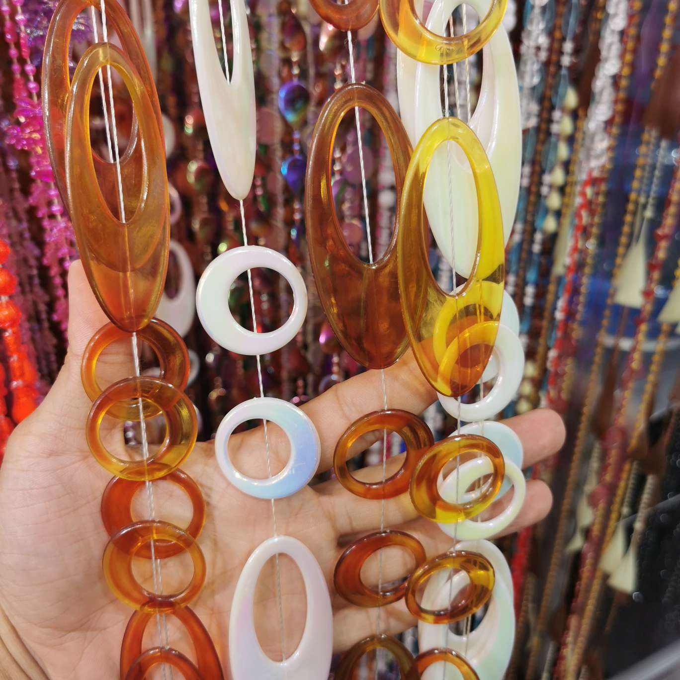 Electroplating seven color line bead, plastic bead curtain, plastic door curtain, imitation crystal acrylic thumbnail