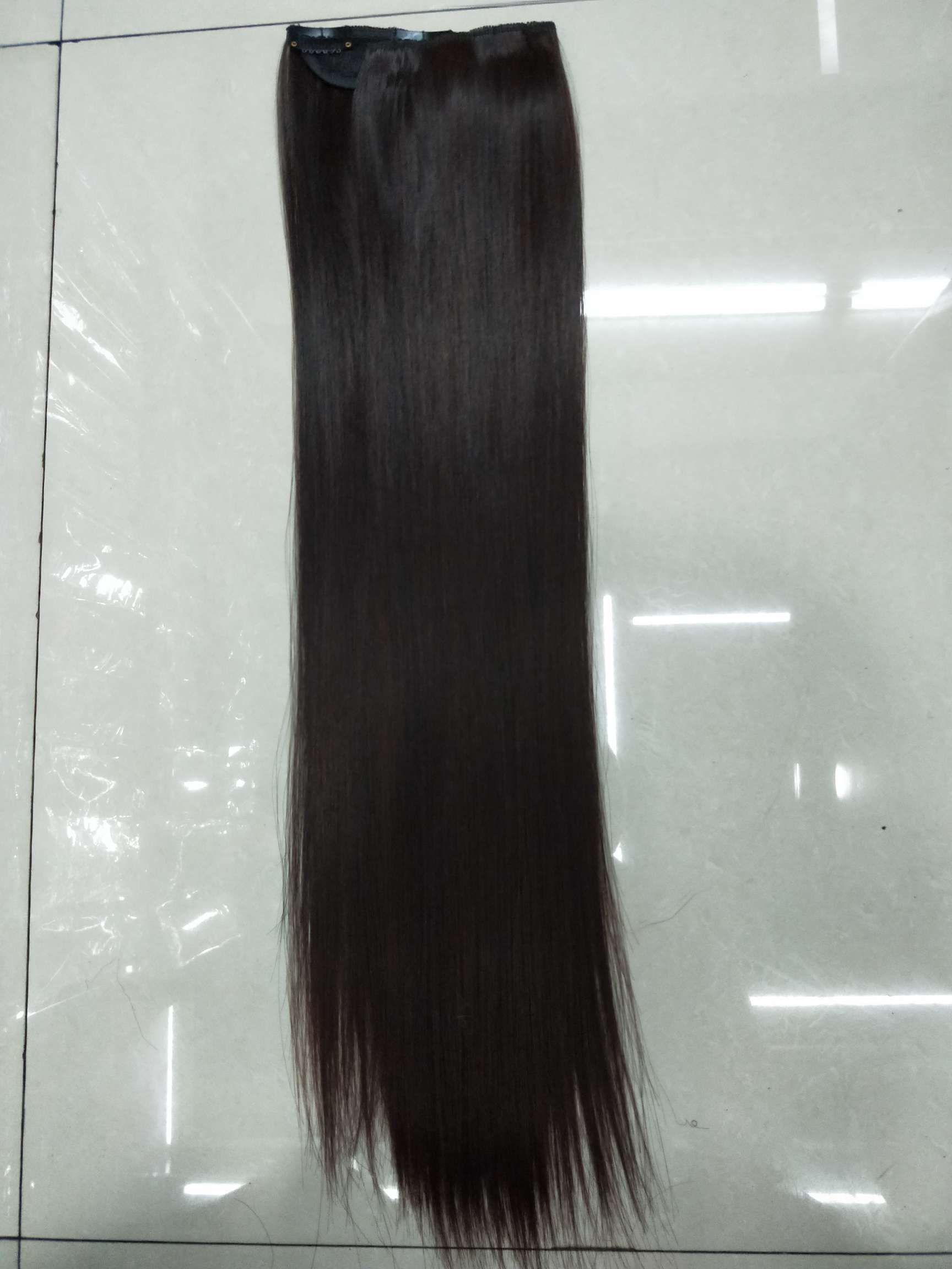 Peluca de seda de alta temperatura 5 clips extensiones de cabello cabello recto popular invisible sin marcas natural una pieza extensiones de cabello details Picture