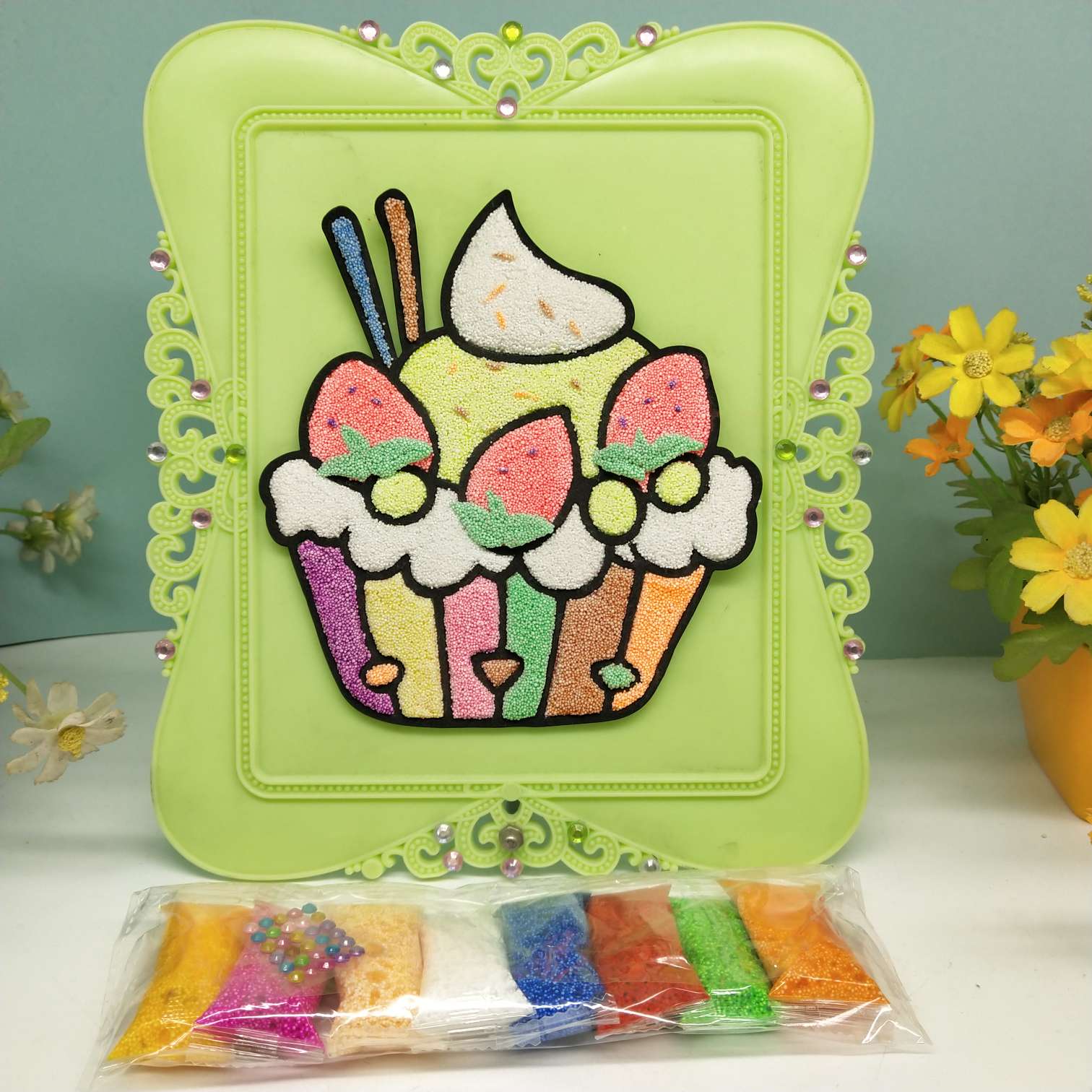 翡翠雪花泥相框画儿童手工制作玩具批发厂家直销