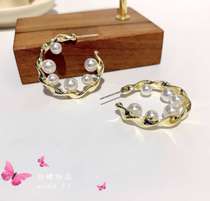 Butterfly jewelry pearl earrings joker simple female