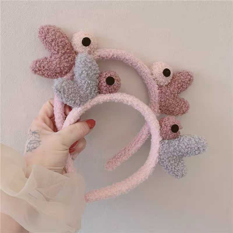 Korean web celebrity hair clip ears wash hair hoop female simple fluffy super cute big eye headband thumbnail