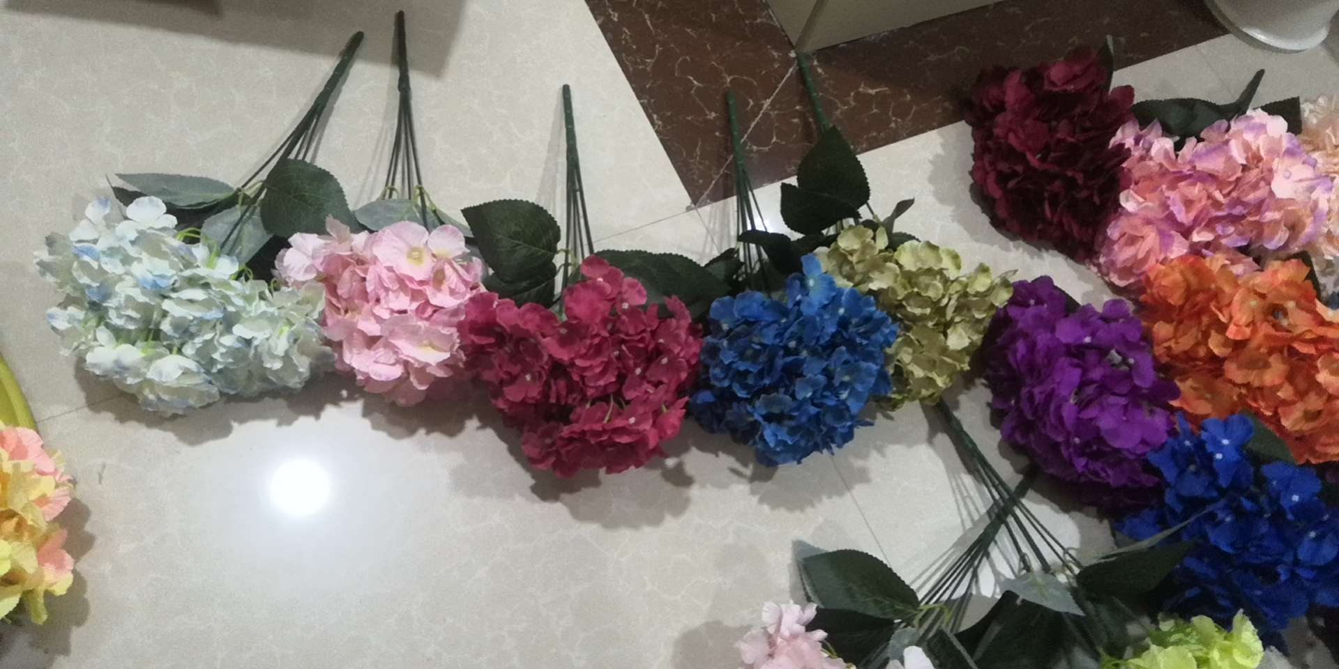 Artificial Flower Silk Flower Artificial Hydrangea Wedding Plastic Bouquet 5 Head Hydrangea