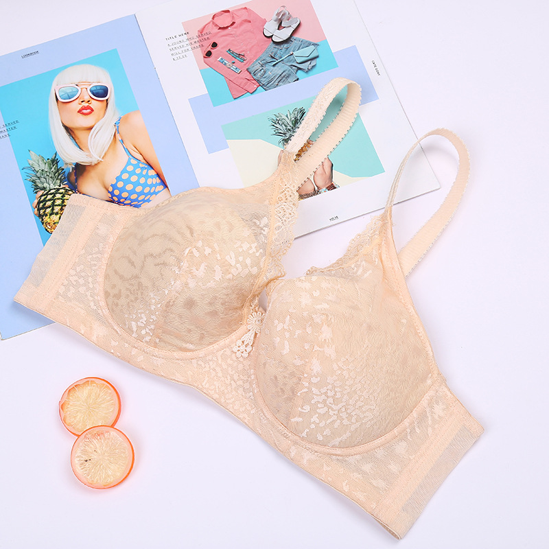 Summer New Non-Magnetic Soft Underwire Comfortable Breathable Bra Lace Lace Women's Underwear Push-Up Adjustment Bra Specification drawing