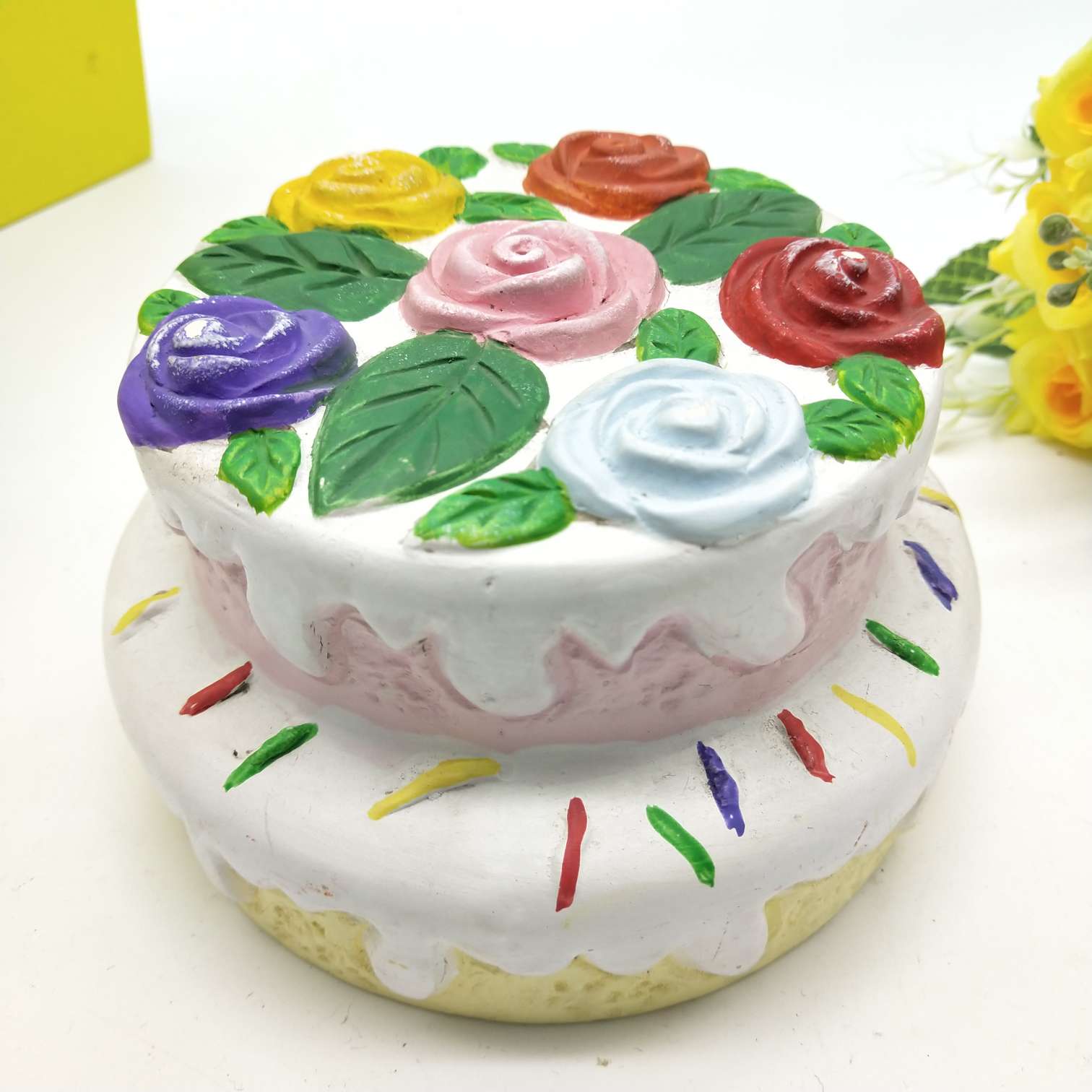 Large cake 🎂 ceramic piggy bank white base painted Item Picture