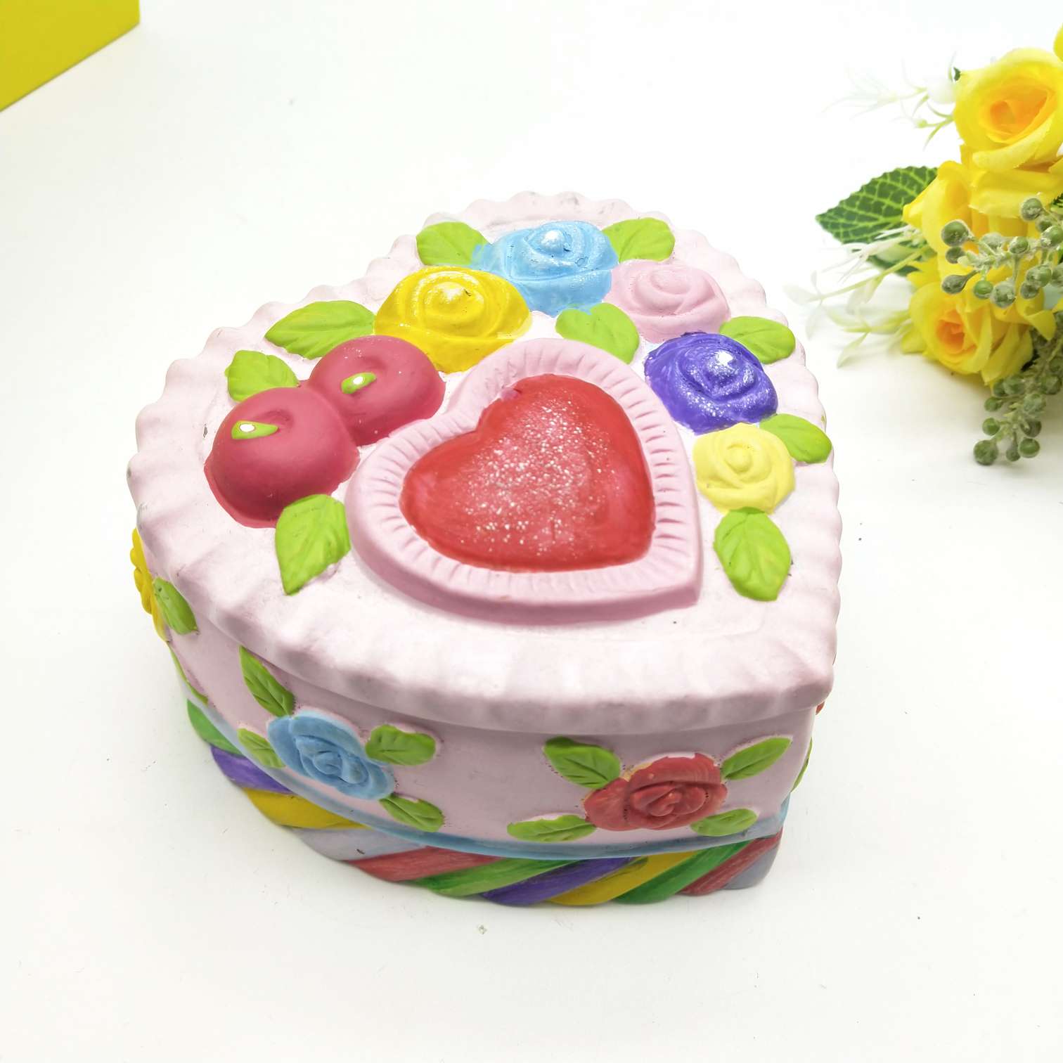 Large cake 🎂 ceramic piggy bank white base painted undefined