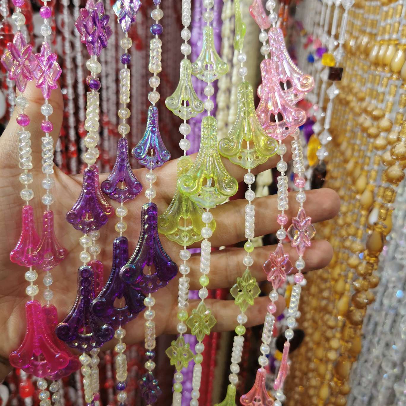 Colorful electroplating wire bead, plastic bead curtain, plastic door curtain, imitation crystal acrylic