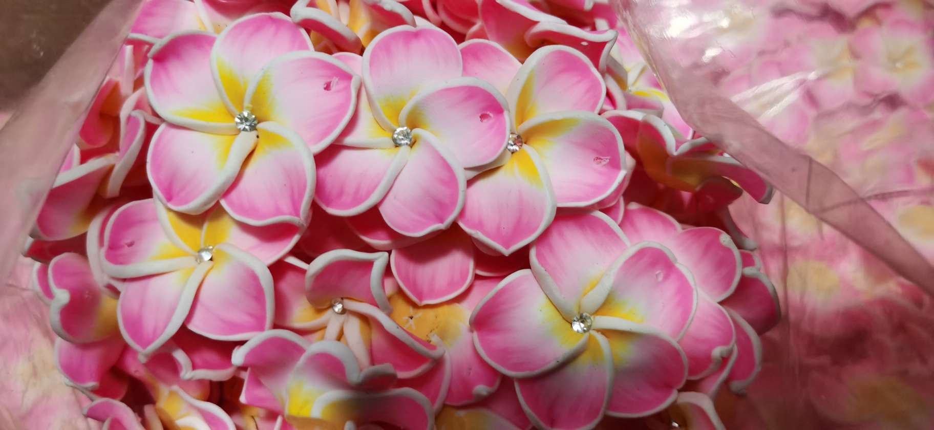 软陶鸡蛋花，手工制作，颜色亮丽，仿真花详情图3