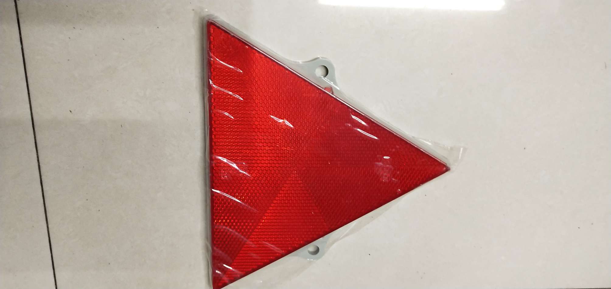Car Truck Triangle Reflex Reflector, Side Length 16.5Cm, 2 Ears Fixed Specification drawing