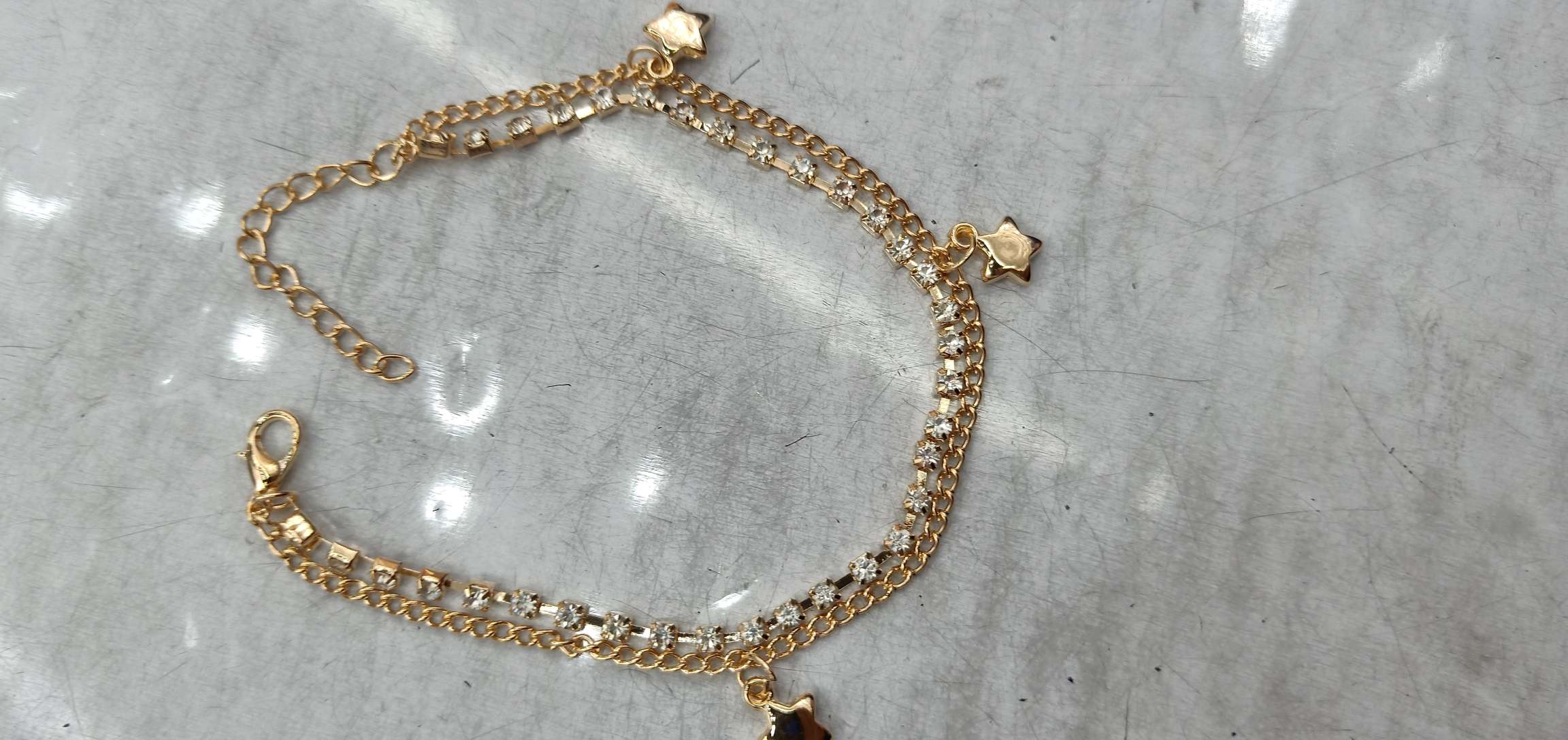 爪子钻双条脚链产品图