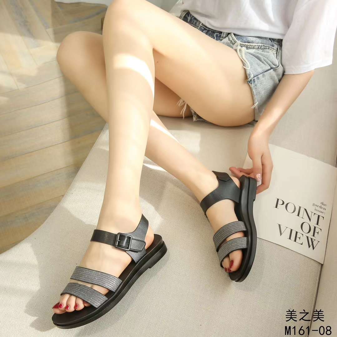 夏季平底休闲凉鞋广州鞋橡胶大底田园风女凉鞋真皮格力特材质 脚感超赞详情图6