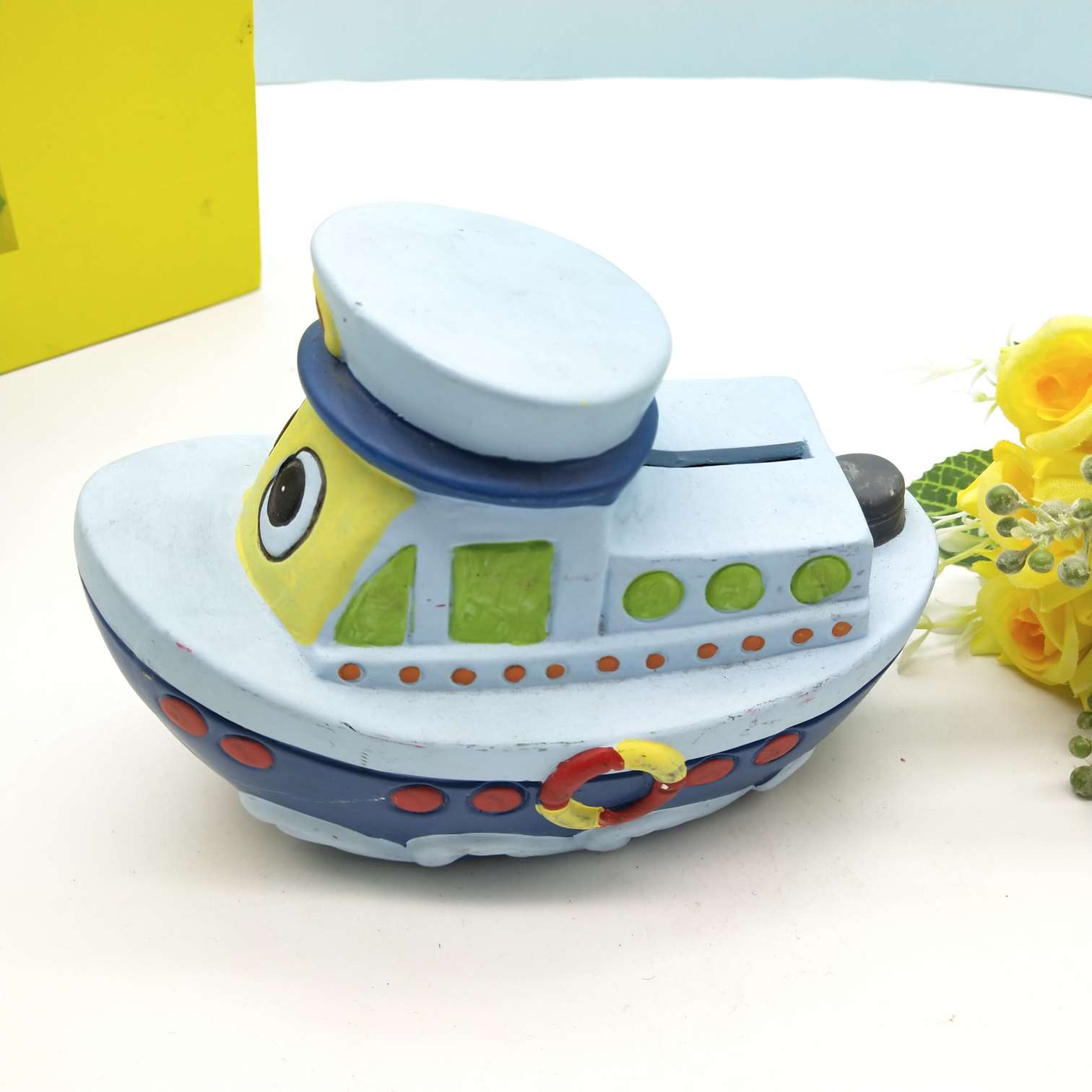 Large car series ceramic piggy bank with white body painting details Picture