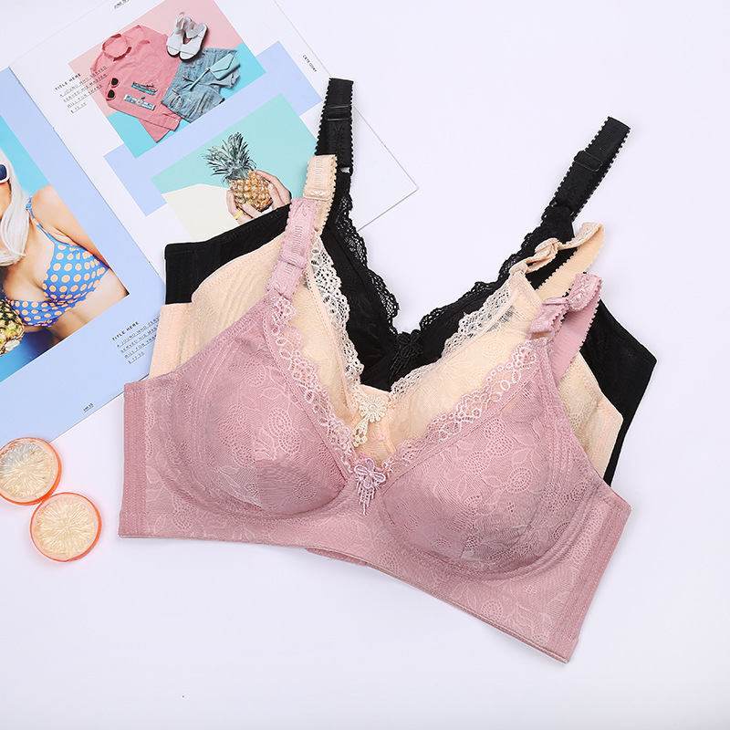 Summer Thin Women's Underwear Comfortable Side Retraction Women's Bra Plus Size Lace Adjustment Bra
