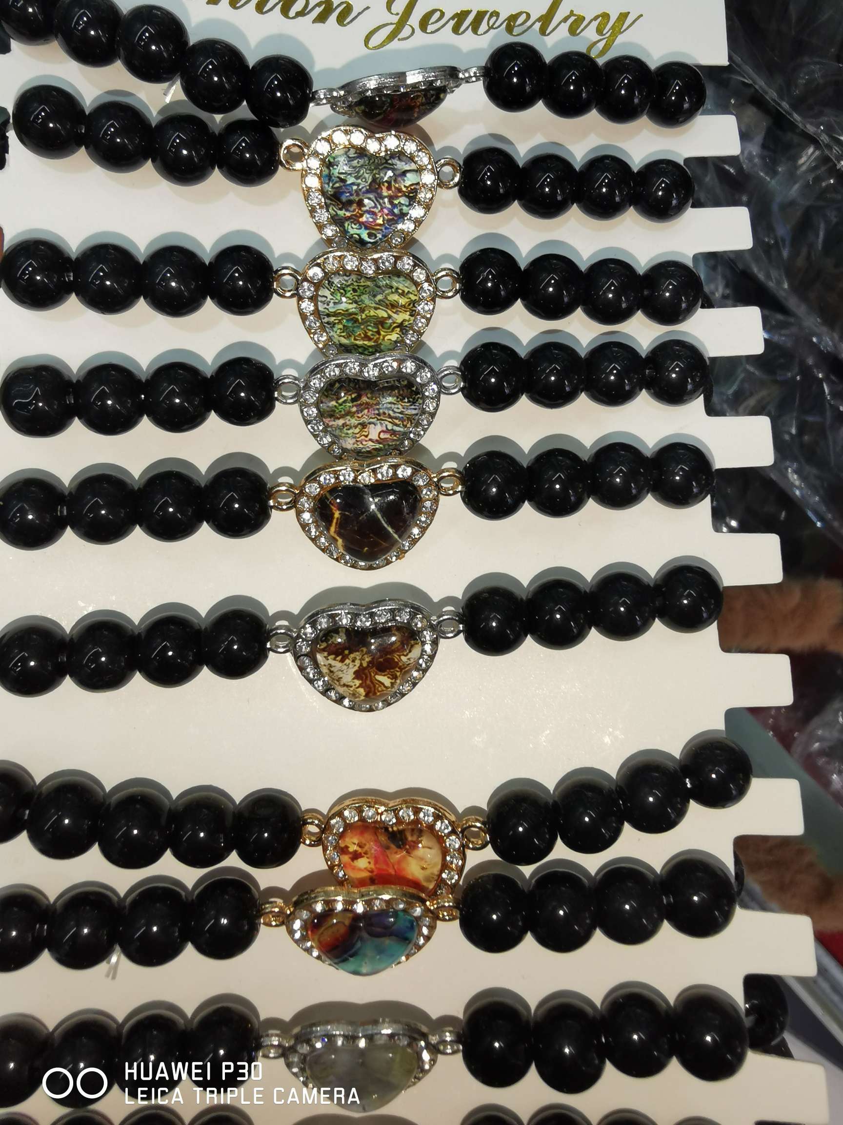 玻璃珠镶钻手链