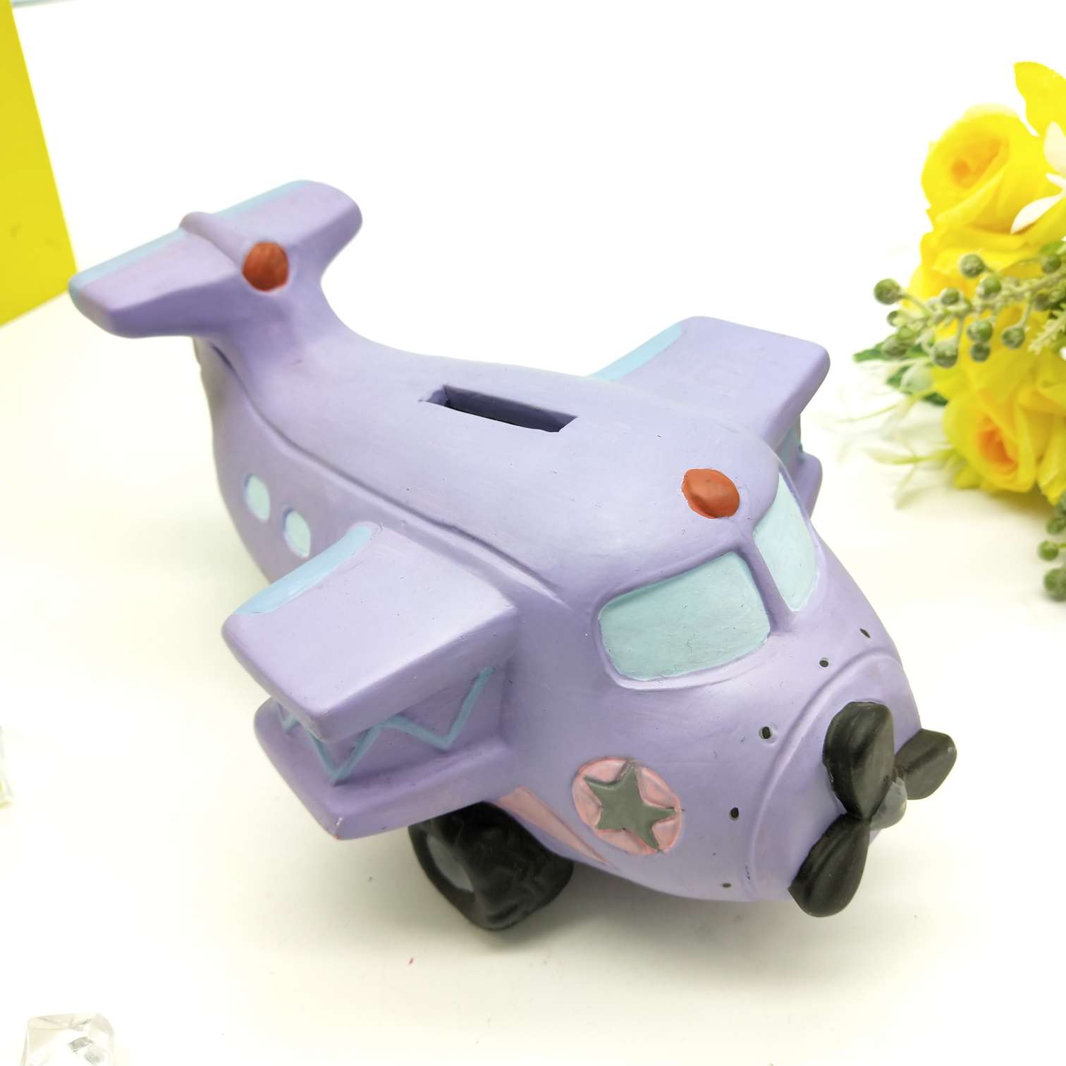 Large-sized ceramic white body painted piggy bank series details Picture