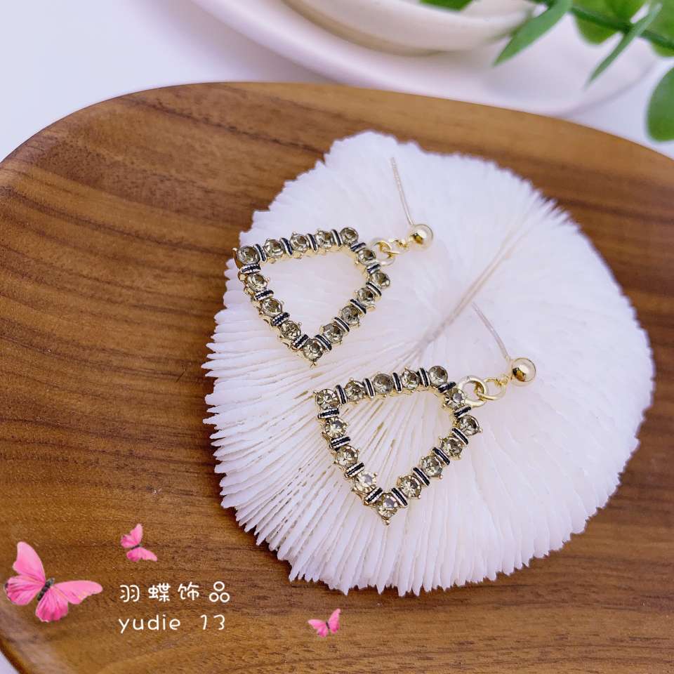 Feather butterfly jewelry zircon simple versatile earrings woman
