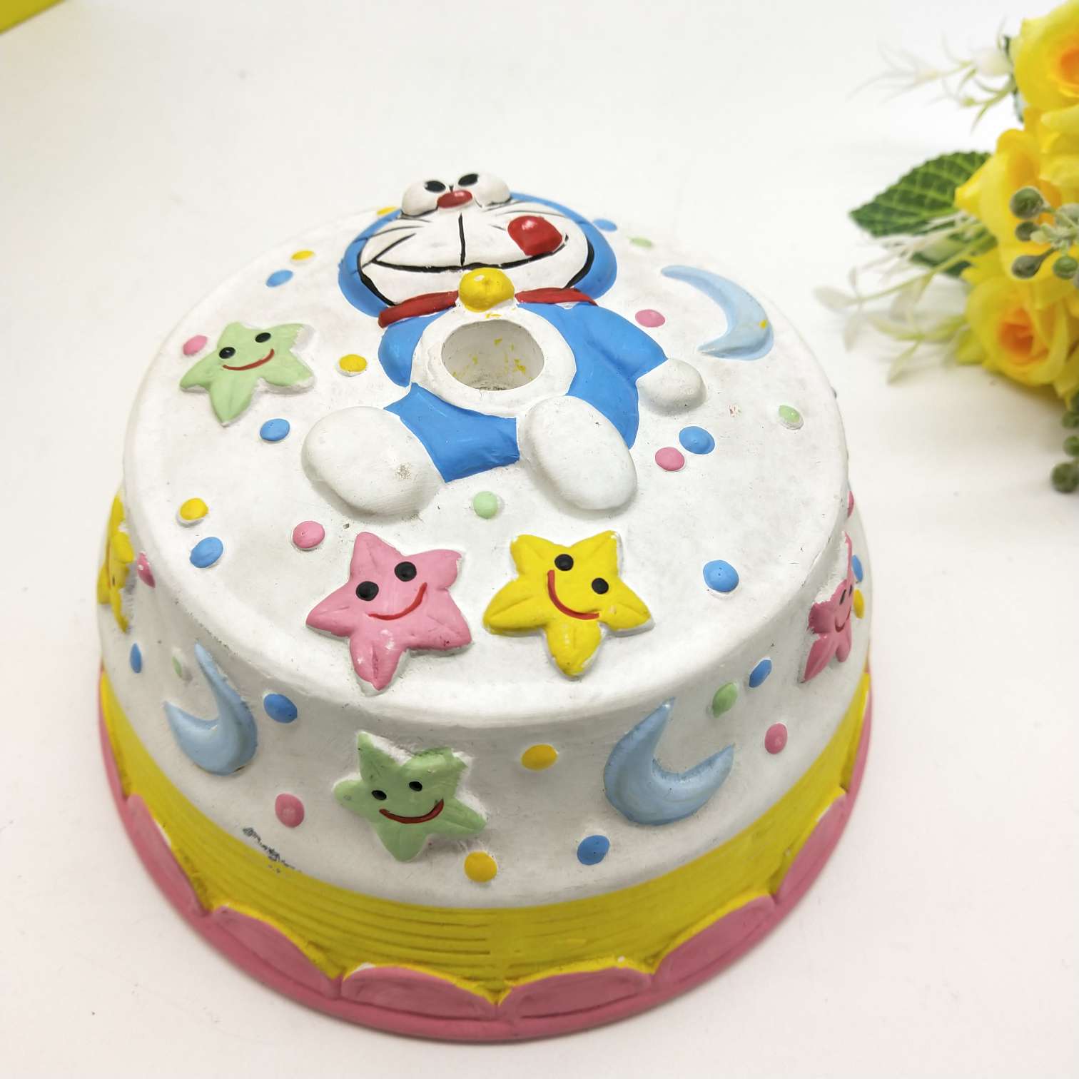 Large cake 🎂 ceramic piggy bank white base painted undefined