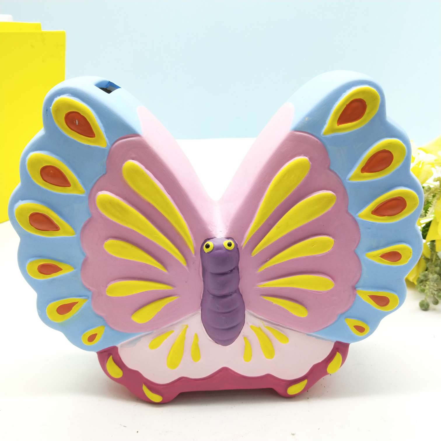 陶瓷蝴蝶白胚彩绘系列存钱罐厂家直销批发白底实物图