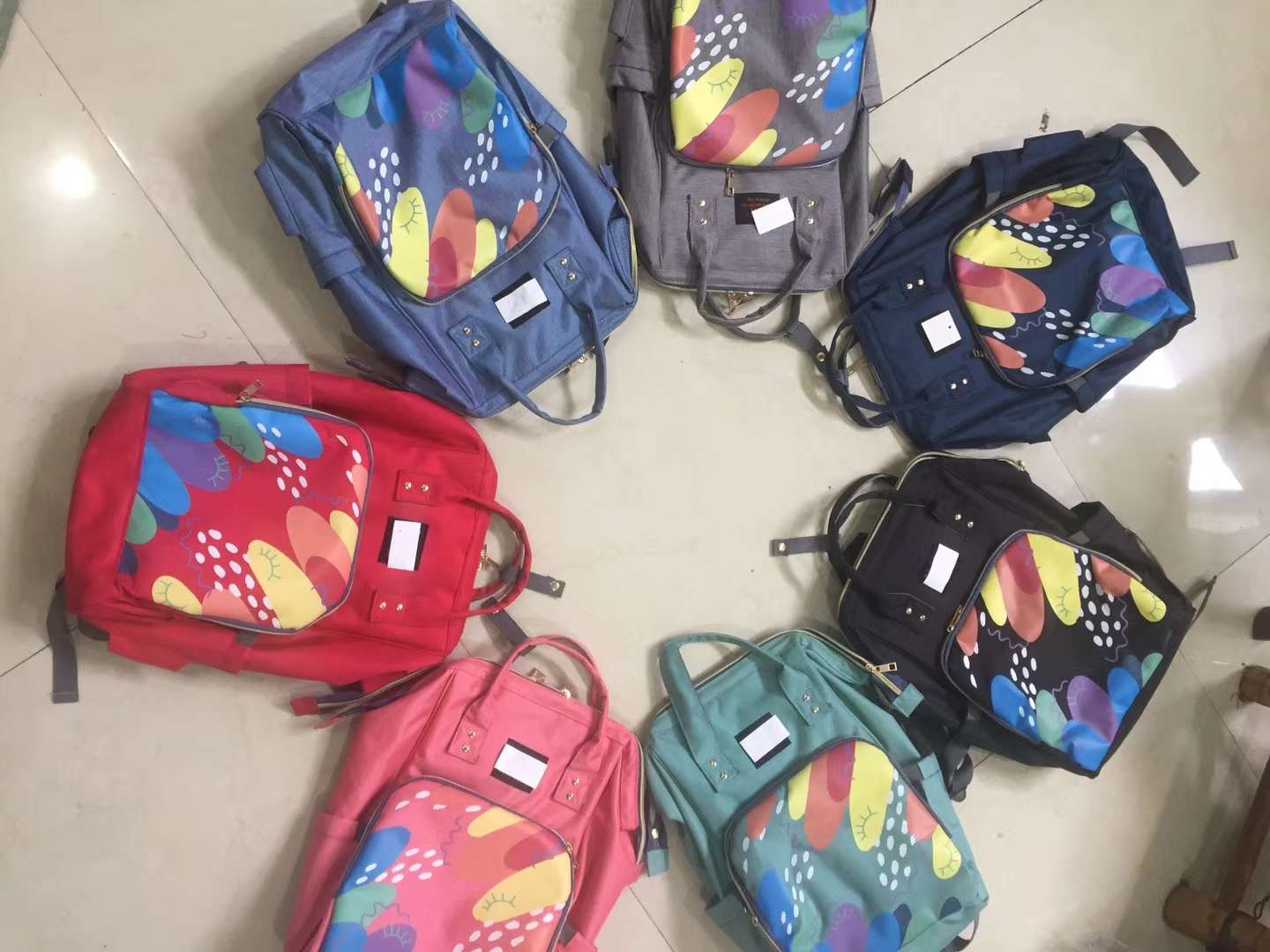 Printed double-shoulder mommy bag