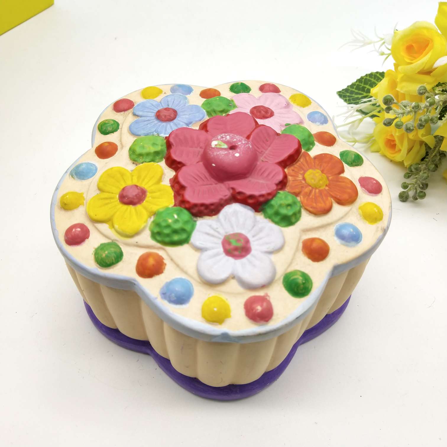Large cake 🎂 ceramic piggy bank white base painted undefined